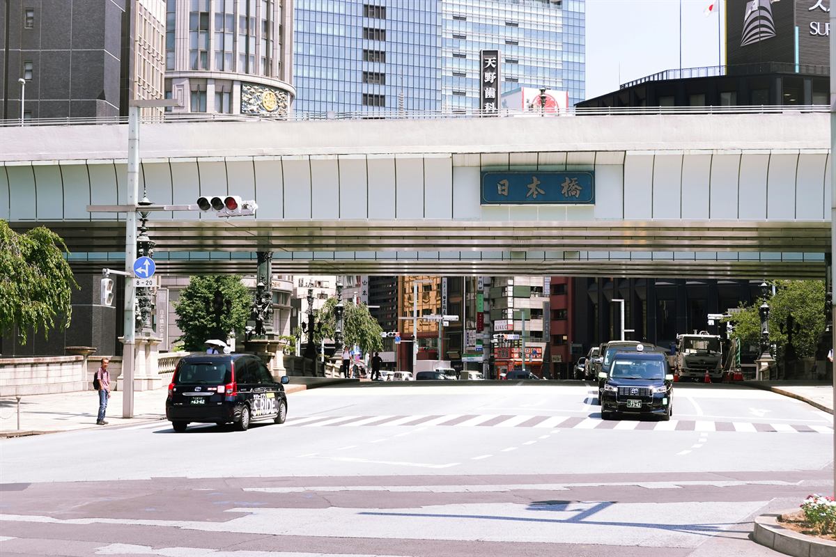 Nihonbashi, the bridge the area is named after, under the expressway.