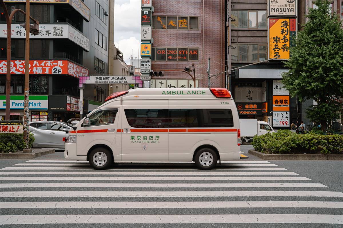 A Tokyo Fire Department ambulance in Shinjuku.