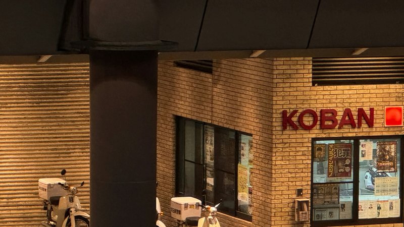 A koban police box, with its KOBAN sign lit up